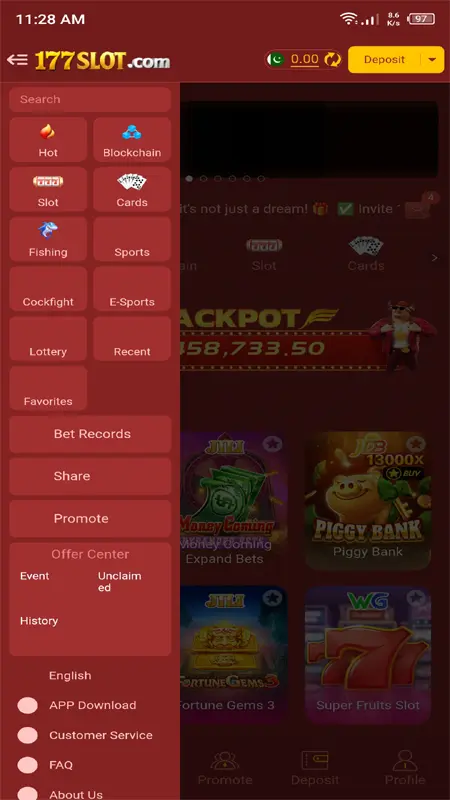 177-slot-game-app-main-menu