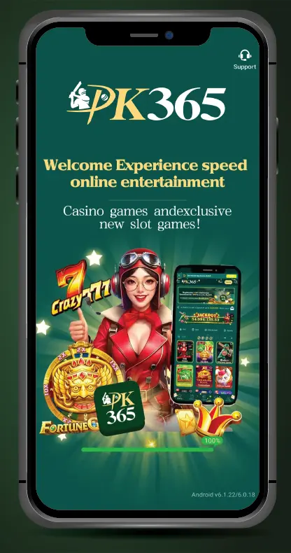 Screenshot of the PK365 Game welcome screen showing the initial loading interface